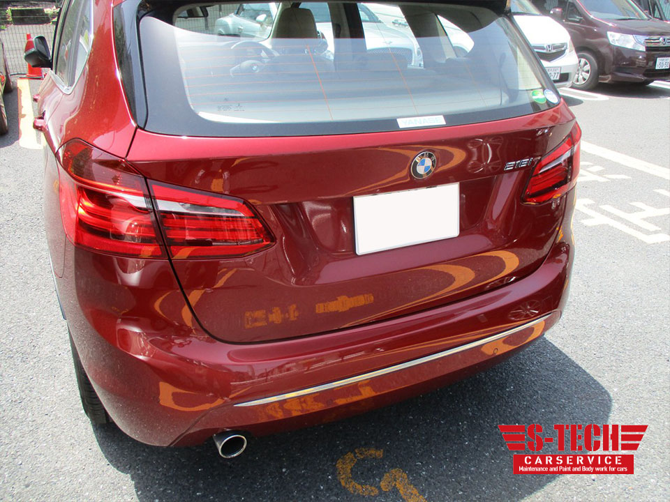【品川区】BMW　218i　F45　リアバンパー　キズ　修理塗装